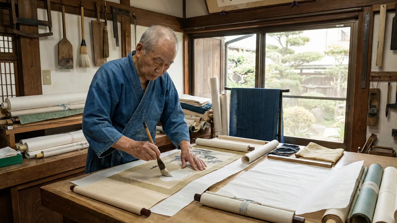 熟練の表装職人による掛け軸制作