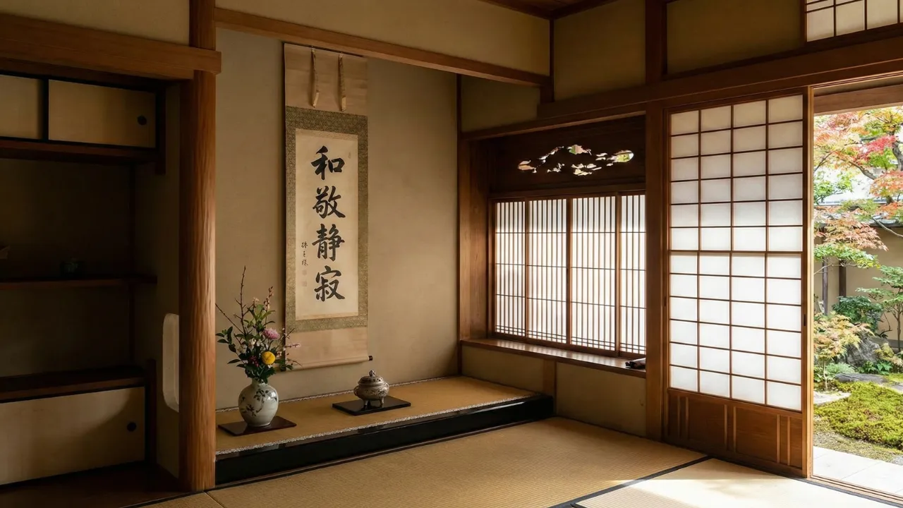 和室の床の間に飾られた掛け軸